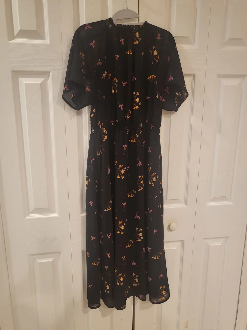 Madewell Georgette V-Neck Dolman Sleeve Freesia Floral Midi Dress M